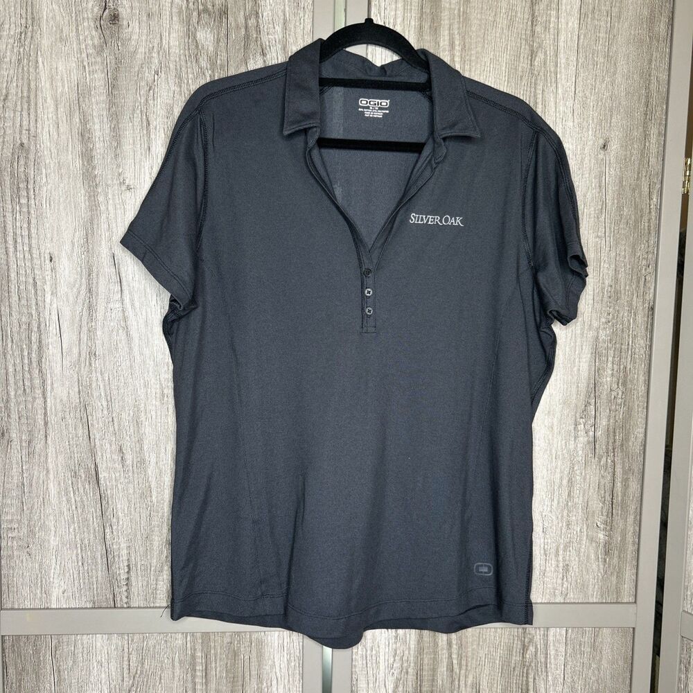 Silver Oak Women Polo Shirt Size XL Gray Color Winery Logo Short Sleeves OGIO